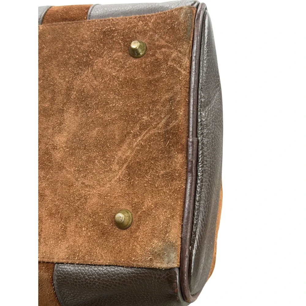 Marlboro Vintage Bag Leather Suede Grit Weekender Duffel Bag Brown Large Travel